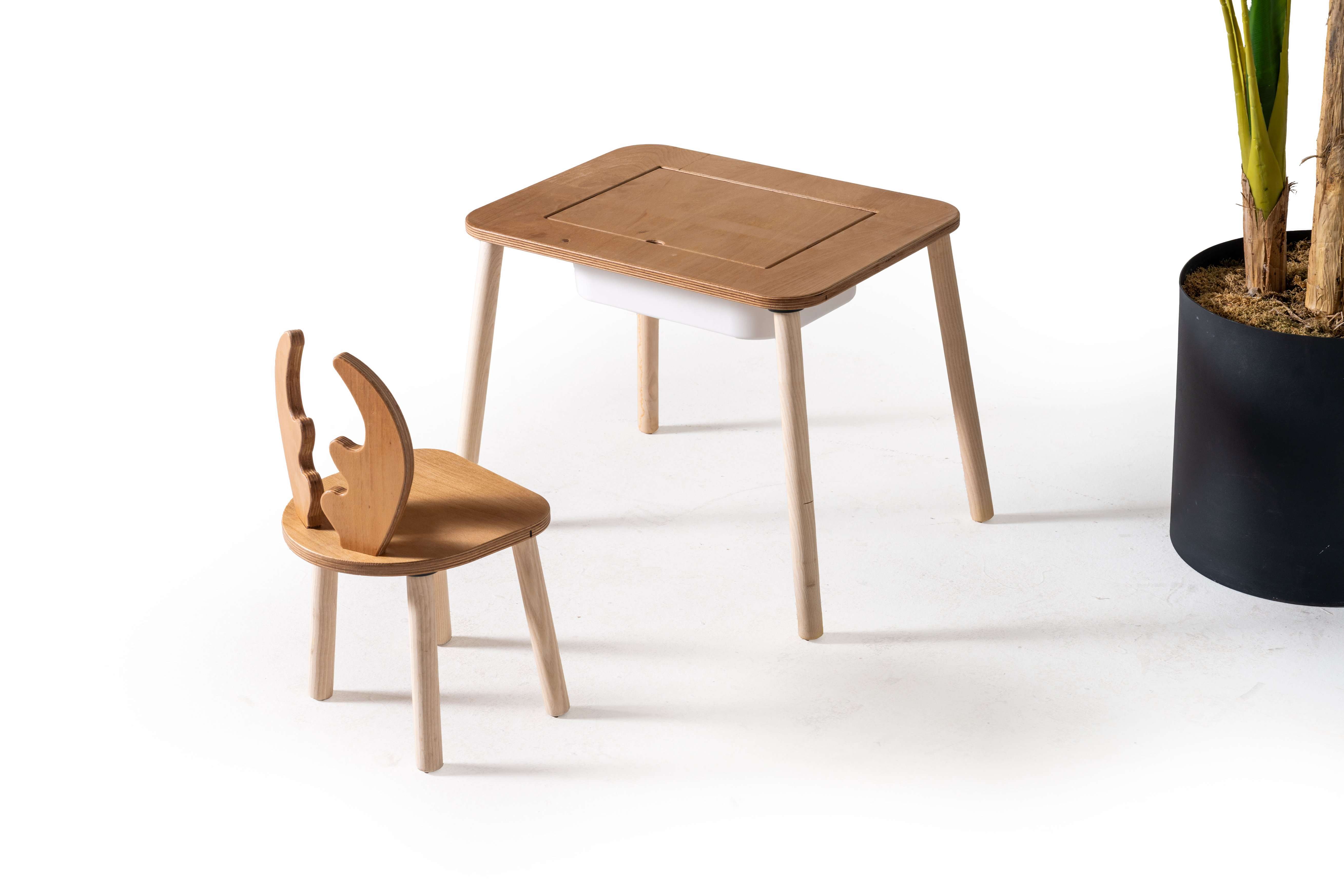 Montessori Hazneli Çocuk Aktivite Masası ve Sandalye Deer Montessori Hazneli Çocuk Aktivite Masası ve Sandalye Deer